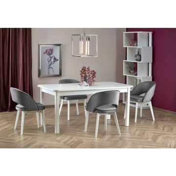 Masă Florian extensibilă, design modern, blat MDF, structură PAL laminat, 160-228x90x78 cm, alb