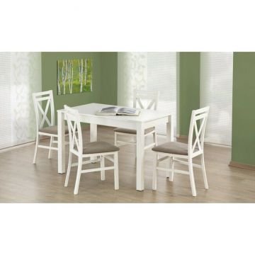 Masă Ksawery, design compact, MDF laminat, 120x68x76 cm, alb