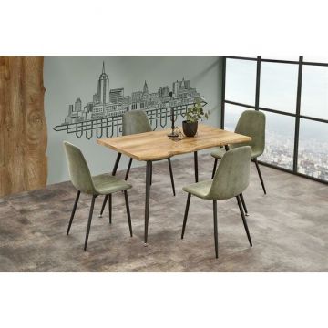 Masă Larson fixă cu blat MDF și cadru metalic, 120x80x77 cm, stejar