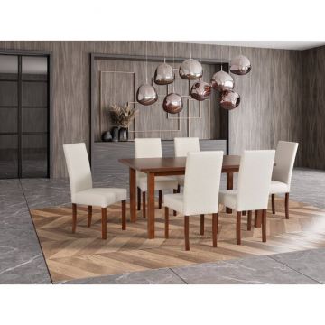 Masă Modena II extensibilă, MDF lucios + structură solidă, 160-200x90x78 cm, Nuc, Sonoma