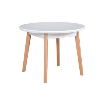 Masă Oslo 4, extensibilă, din lemn, 100-130x100x75 cm, albă