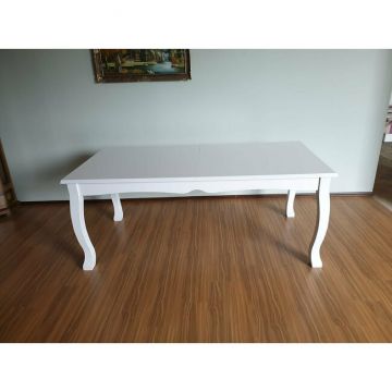 Masă Padova extensibilă, blat din PAL și structură solidă, 200-280 cm, albă