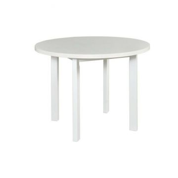 Masă Poli I rotundă extensibilă, MDF laminat + margini ABS, 100-130x100x76 cm, alb