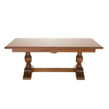 Masă sufragerie extensibilă Mara din lemn masiv fag, panel și MDF, furniruită cu furnir de nuc, 2.00–2.80 m