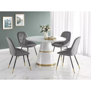 Masă Vegas rotundă, blat MDF lăcuit, bază oțel, diametru 120x76 cm, alb
