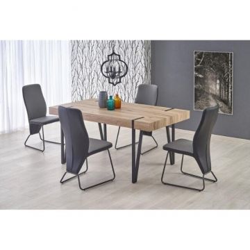 Masă Yohann, MDF laminat și oțel mat, 170x90x76 cm, stejar San Remo/negru