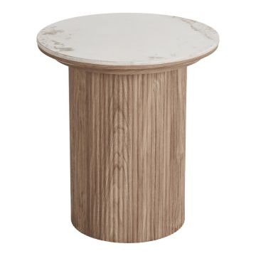 Măsuță auxiliară rotundă cu blat cu aspect de marmură ø 45 cm Athens – House Nordic