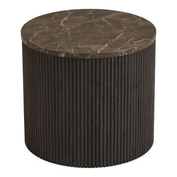Măsuță auxiliară rotundă cu blat cu aspect de marmură ø 45 cm Rota – House Nordic