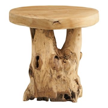 Măsuță auxiliară rotundă din lemn de tec ø 40 cm Palena – House Nordic