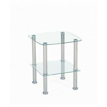 Măsuță cafea Canaria, sticlă transparentă 45x45x51 cm