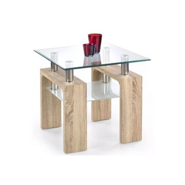 Măsuță cafea Diana H pătrată, structură stabilă, PAL melaminat, 60x60x55 cm, Sonoma