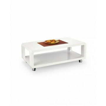 Măsuță cafea Futura, design minimalist, finisaj mat, MDF lucios, 105x58x38 cm, alb
