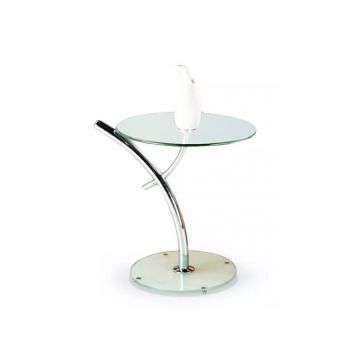 Măsuță cafea Iris, blat pătrat din sticlă securizată, cadru metalic, 50x50x58 cm, transparent