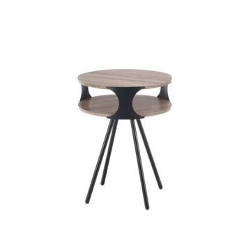 Măsuță cafea Kirby rotundă, design modern, PAL melaminat, 45x60 cm, Sonoma închis