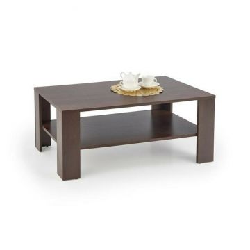 Măsuță cafea Kwadro, blat rezistent, MDF laminat, 110x65x53 cm, nuc inchis
