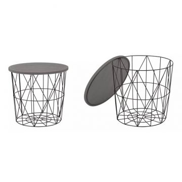 Măsuță cafea Mariffa, design minimalist și finisaj elegant, PAL melaminat, 42x42x41 cm, gri/negru