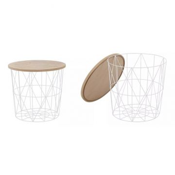 Măsuță cafea Mariffa, design minimalist și finisaj elegant, PAL melaminat, 42x42x41 cm, stejar/alb