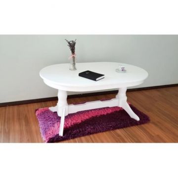 Măsuță cafea, ovală, PAL melaminat, 120x75x56 cm, alb