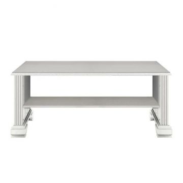 Măsuță cafea White, design clasic, PAL melaminat, 120x60x56 cm, frasin alb/pin argintiu