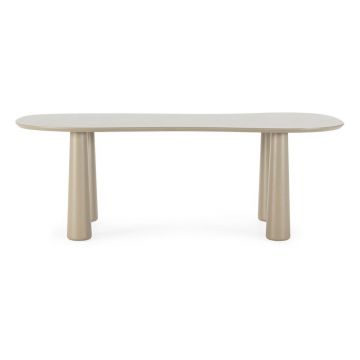 Măsuță de cafea bej cu blat din lemn de pin 110x220 cm Nahia – MOME Măsuță de cafea bej cu blat din lemn de pin 110x220 cm Nahia – MOME