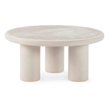 Măsuță de cafea crem rotundă cu aspect de piatră ø 80 cm Iriel – MOME Măsuță de cafea crem rotundă cu aspect de piatră ø 80 cm Iriel – MOME