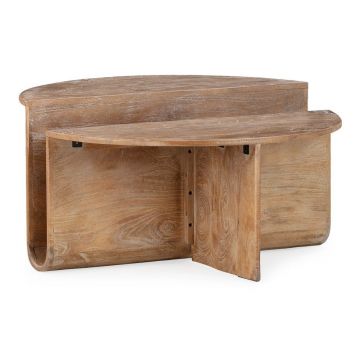 Măsuță de cafea în culoare naturală închisă rotundă din lemn de mango ø 80 cm Divya – MOME Măsuță de cafea în culoare naturală închisă rotundă din lemn de mango ø 80 cm Divya – MOME