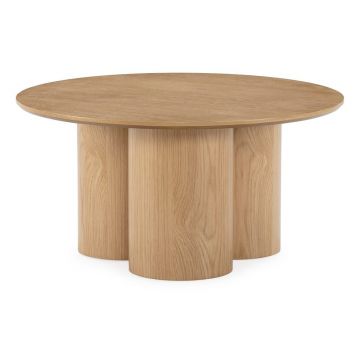 Măsuță de cafea în culoare naturală rotundă cu aspect de lemn de stejar ø 80 cm Lua – MOME Măsuță de cafea în culoare naturală rotundă cu aspect de lemn de stejar ø 80 cm Lua – MOME