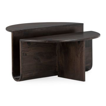 Măsuță de cafea maro închis rotundă din lemn de mango ø 80 cm Divya – MOME Măsuță de cafea maro închis rotundă din lemn de mango ø 80 cm Divya – MOME