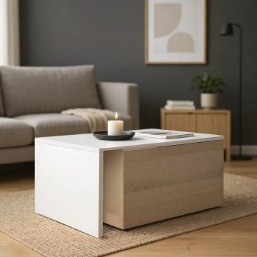 Masuta de cafea extensibila Extera Alb 160x50x45 cm