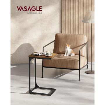 Masuta laterala C-Shaped, Vasagle, 40x30x62 cm, PAL/otel, maro