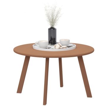 Outsunny Masă de cafea mică rotundă, masă auxiliară cu picioare antidrapante, cadru din metal, pentru grădină, Ø 70 x 42 cm, portocaliu | Aosom Romania