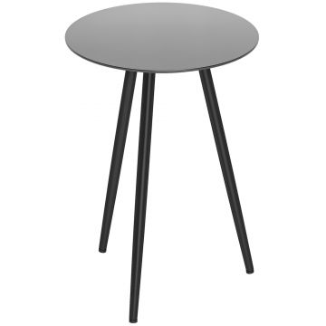 Outsunny Masă de cafea mică rotundă, masă de sprijin, blat din sticlă securizată, picioare ascuțite, cadru din oțel, Ø 40 x 50 cm, negru | Aosom Romania