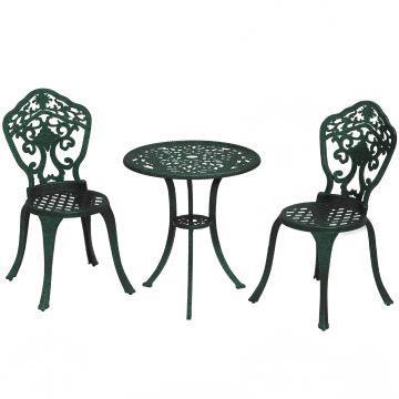 Outsunny Set bistrot pentru grădină din aluminiu, mobilier grădină 3 piese 2 scaune + masă rotundă imitație fier forjat | Aosom Romania