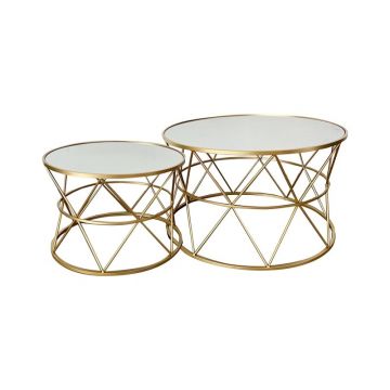 Set de 2 masute de cafea Pelosif metal auriu 80x80x48 cm