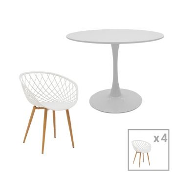 Set dining Ezra-Balou, Pako World, 5 piese, Alb, 100x75 cm