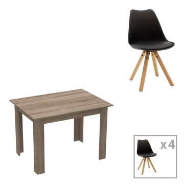 Set dining Manka-Caron, Pako World, 5 piese, Negru-Sonoma, 110x80x77 cm
