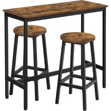 Set masa de bar si 2 scaune de bar Vasagle Maro, 40 x 100 x 90 cm