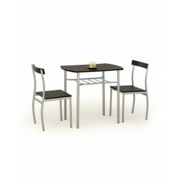 Set masă Lance cu 2 scaune, design compact și funcțional, PAL melaminat, 82x50x75 cm, wenge