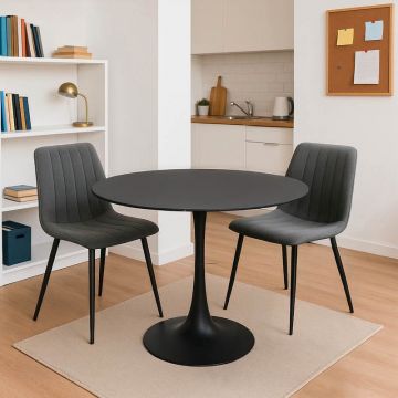 Set masa si scaune 3 buc Bite Negru 80x80x76 cm