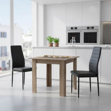 Set masa si scaune 3 buc Manka-Parker Negru 80x80x77 cm