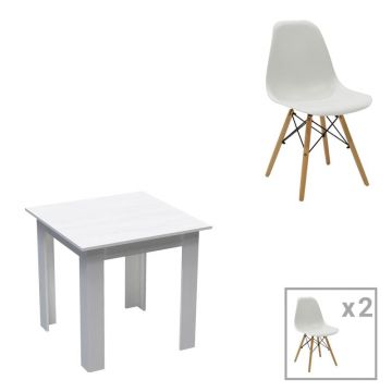 Set masa si scaune 3 piese Manka-Julita Alb 80x80x77 cm