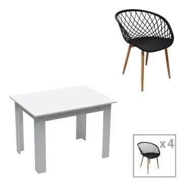 Set masa si scaune 5 buc Manka-Ezra Negru 110x80x77 cm