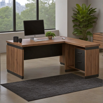 Birou reversibil Oscar, nuc- gri, 200x100x76 cm