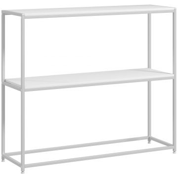 HOMCOM Masă Consolă de Intrare Subțire cu Partea Superioară Deschisă, Dulap Consolă din Oțel și PAL, 100x30x87 cm, Alb | Aosom Romania