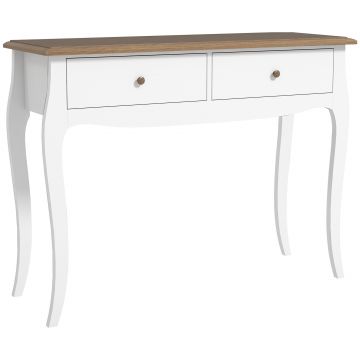 HOMCOM Masă Consolă Modernă cu 2 Sertare, Consolă de Intrare din MDF și PAL, 100x35x76,5 cm, Alb | Aosom Romania