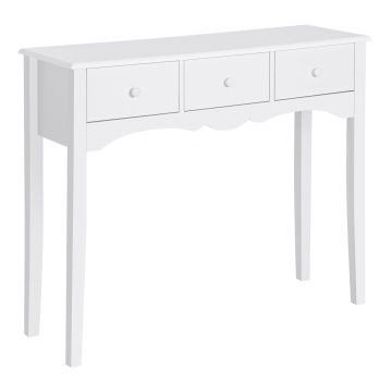HOMCOM Masă Consolă Modernă cu 3 Sertare, Consolă de Intrare din MDF, pentru Hol, Sufragerie, 100x32x85 cm, Alb | Aosom Romania