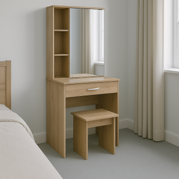 Masa de toaleta cu oglinda Zelia, 60x40x151 cm