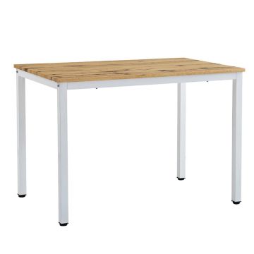 Masa dining Witte, Sonoma cu picioare, albe, 110x70x76 cm