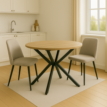 Masa Lydia MDF extensibila  ,   nuc - negru 120 - 160x120x79cm