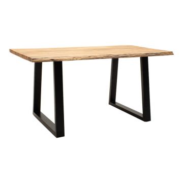 Masa Miles din lemn masiv de acacia 4-4cm, Natural, 180x90x76 cm